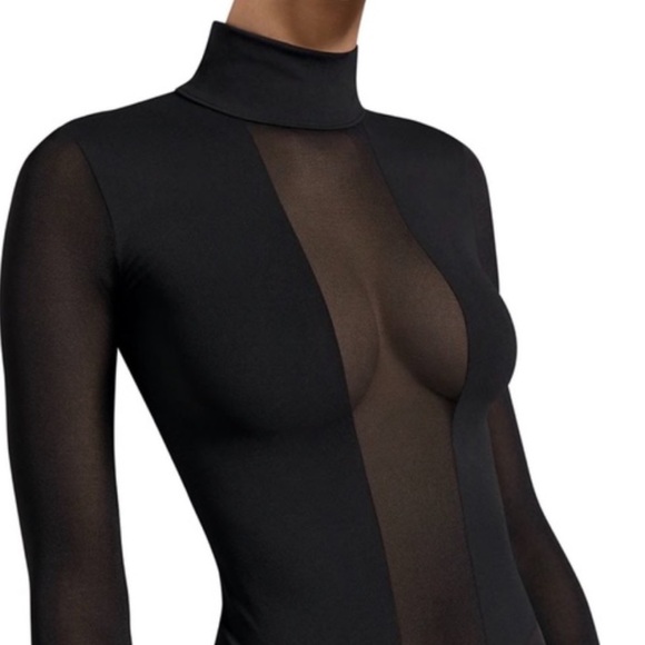 Wolford Dione Sheer Panel String Body Suit in Black size Medium - Picture 7 of 16